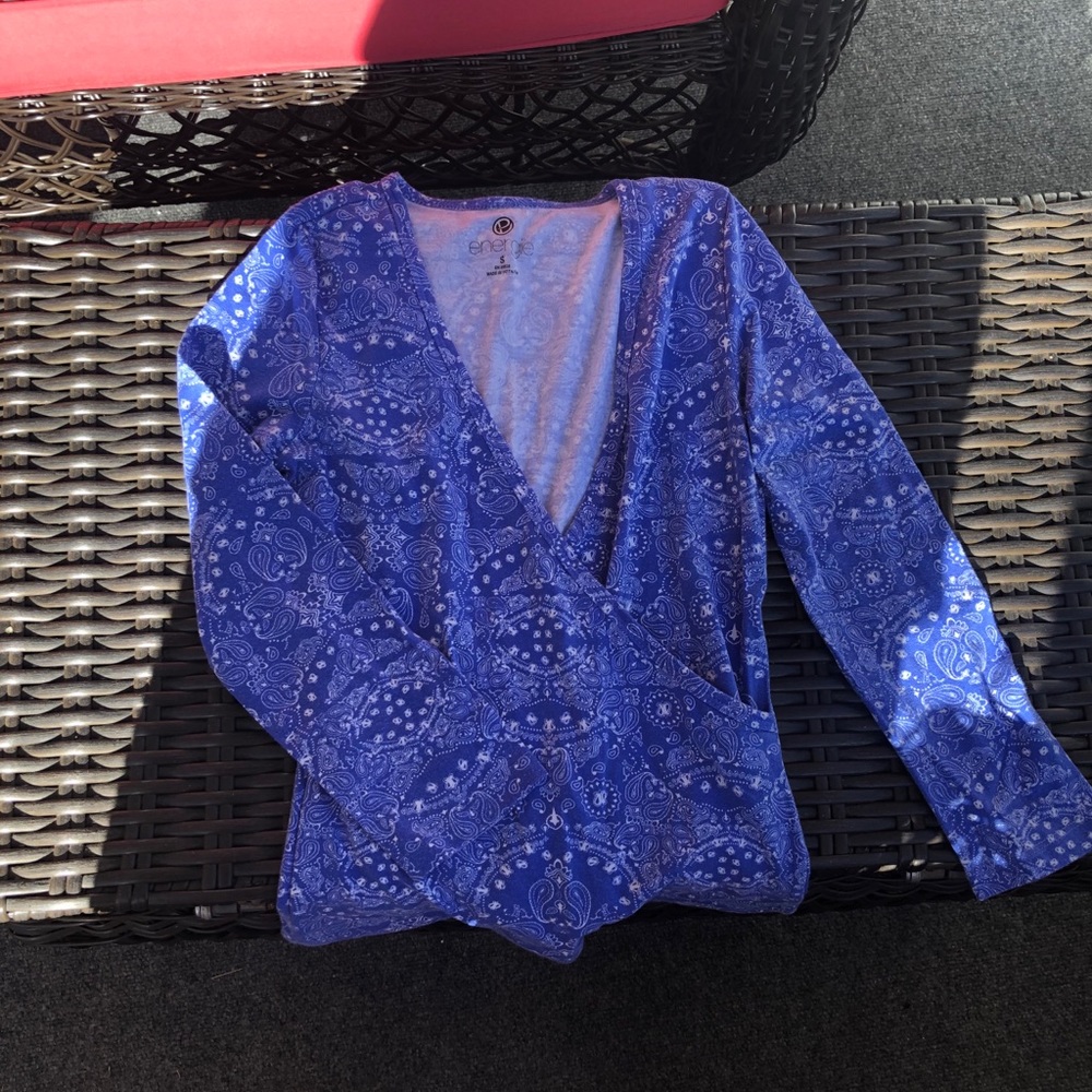 Energie SM Long Sleeve Low Cut Shirt Blue Designed